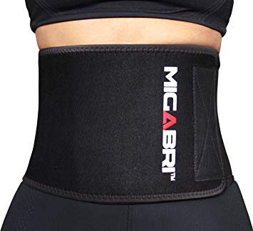 MIGABRI Waist Trimmer XT20 - Premium Wide Grip Slimming Belt Accelerates Weight Loss, Ab Toning with Lower Back & Lumbar Support For Men & Women – FREE Trim Guide - Money Back Guarantee