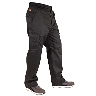 Lee Cooper LCPNT205 Mens Heavy Duty Easy Care Multi Pocket Work Safety Classic Cargo Pants Trousers, Black, Size 40 Long, 40/W - Long 33"Leg