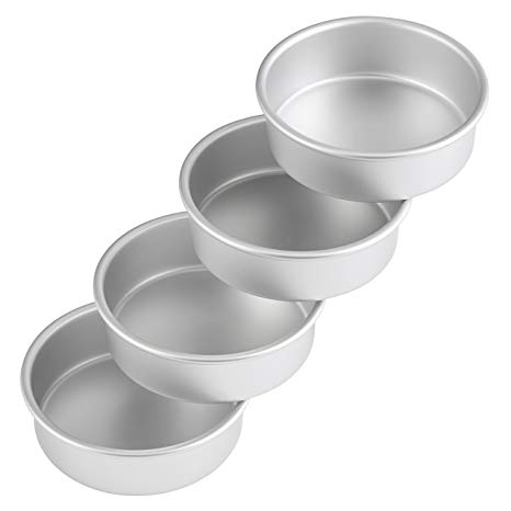 Wilton Aluminum Round Cake Pan Set, 6" x 2" in, (4-Pack)