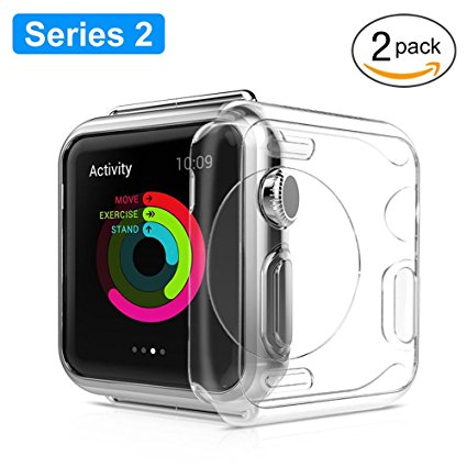 Apple Watch Series 2 Case 42mm, Alritz 2 Pack Soft TPU Protective Case Anti-scratch Bumper Cover for iWatch Series 2 Series 1, Crystal Clear