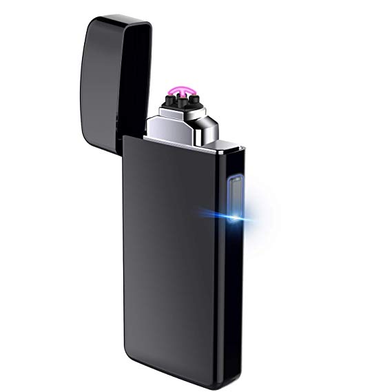 AngLink Electric Arc Lighter, Electronic Lighter USB Rechargeable Dual Arc Beam Lighter Flameless Windproof Plasma Lighter for Cigarette Cigar Candle, USB cable, Elegant Gift Box