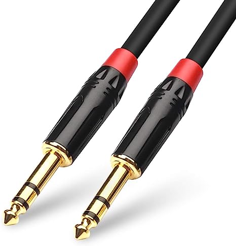 DISINO 1/4 inch TRS Cable, Heavy Duty 6.35mm Male to Male Stereo Jack Balanced Audio Path Cord Interconnect Cable - 3.3 feet/1 Meter