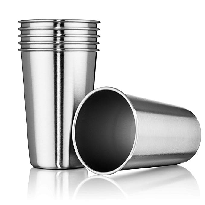 Hudson Essential 16.9 oz. Stainless Steel Cups - Stackable and Unbreakable Drinking Cups - Set of 6 (16.9 oz.)
