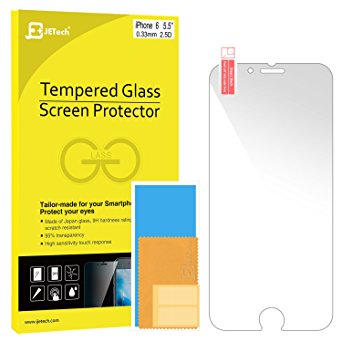 iPhone 6 Plus Screen Protector, JETech Premium Tempered Glass Screen Protector for Apple iPhone 6 Plus 5.5" - 0810