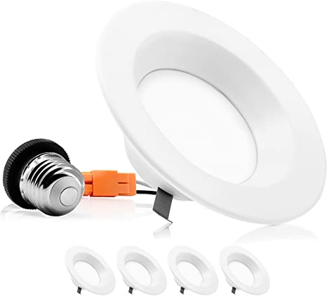 Parmida (4 Pack) 4 Inch Dimmable LED Recessed Retrofit Downlight, Dimmable, 10W (65W Replacement), 650lm, EASY INSTALLATION, 4000K (Cool White), ENERGY STAR & ETL-LISTED, LED Smooth Trim Can Light