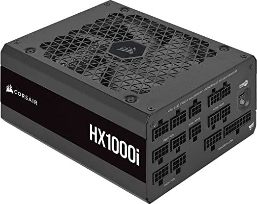 Corsair HX1000i Fully Modular Ultra-Low Noise ATX Digital Power Supply (Three EPS12V Connectors, 140mm Fluid Dynamic Bearing Fan, Zero RPM Mode, 80 PLUS Platinum Efficiency) Black(Pack of 1)