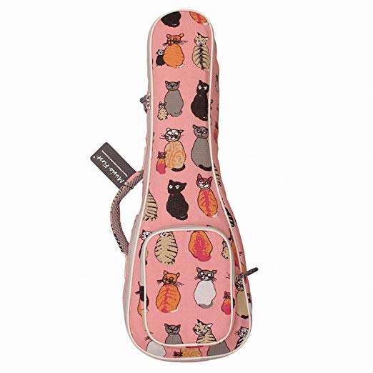 MUSIC FIRST cotton"MISS CAT" ukulele case ukulele bag, Double Shoulder Straps, New Arrial, Original Design, Best Christmas Gift! (Fit for 21 inch Soprano Ukulele, Double Shoulder Straps)
