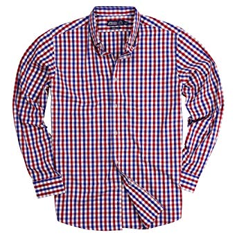 Men's 100% Cotton Plaid Long Sleeve Shirt