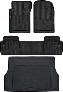 Motor Trend FlexTough™ Advanced Performance Car Floor Mats & Cargo Liner - 4pc HD Rubber Floor Mats & Trunk Mat for Car SUV Van Auto