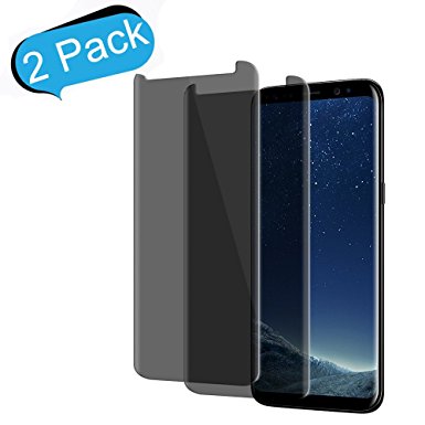 [2-Pack]XKAUDIE Galaxy S8 Plus Privacy Screen Protector(Transparent)[3D Curved] [Case Friendly][Anti-Scratch]9H Hardness Tempered Glass Film Screen Protector for Samsung Galaxy S8 Plus