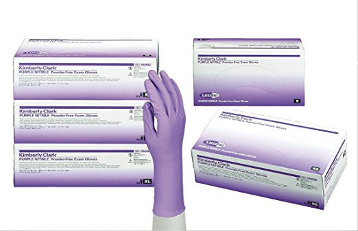 Halyard Health 55080 Model KC500 Nitrile Powder Free Exam Gloves, Disposable, Extra Small, Purple (Pack of 100)
