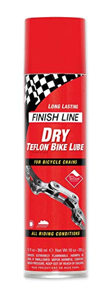 Finish Line DRY Teflon Bicycle Aerosol Spray Chain Lube, 8-Ounce