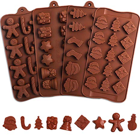 4 Pack Chocolate Silicone Mold, Candy Mold, Chocolate Cake Decoration, Jelly, Fudge, Christmas-themed Chocolate Candy Mold