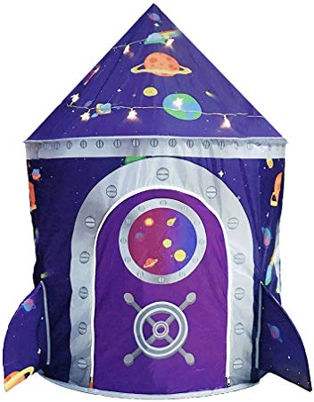 LOJETON Rocket Ship Play Tent - Premium Space Castle Pop Up Kids Playhouse with Carrying Case - Unique Space and Planet Design for Indoor and Outdoor Fun - Imaginative Toy & Gift for Boys Girls