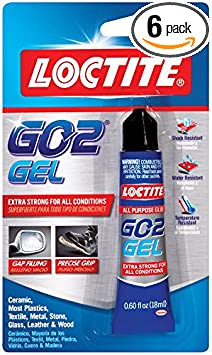 Loctite Go2 All Purpose Gel Super Glue, 0.6 Fluid Ounces (Pack of 6)