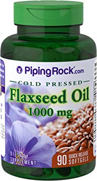 Piping Rock Flaxseed Oil Cold Pressed 1000 mg 90 Quick Release Softgels Dietary Supplement