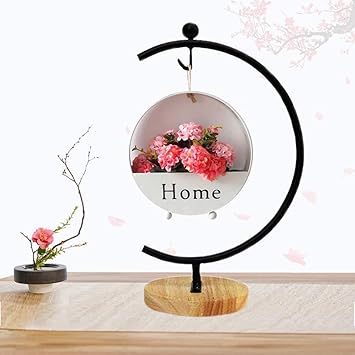 YY YEARCHY Large Ornament Display Stand for Hanging Glass Terrarium with Wood Base Creative Decoration for Home Garden Wedding Party Festival (G Shaped-Black)