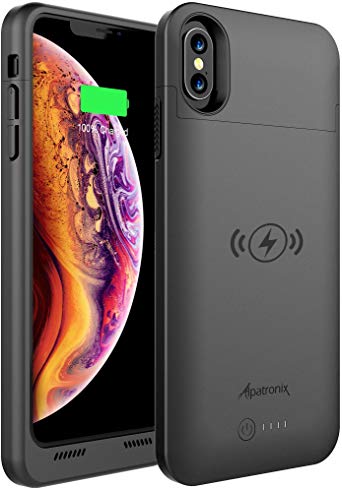 Alpatronix BXX 4200mAh Battery Case with Qi Wireless Charging Compatible for iPhone Xs & X (5.8-inch) (Black)