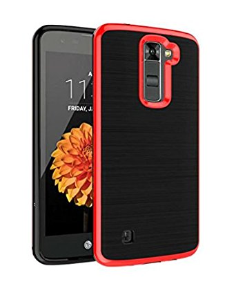 Lg K10 / Premier Lte - Ispace [Shock Absorption] [Impact Resistant] (Infinity Series) Hybrid Dual Layer Protector Case Cover   Hd Screen Protector (Red)