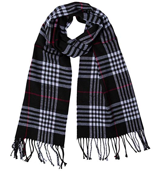 Mens Winter Plaid Scarf Classic Soft Luxurious Cashmere Feel Wrap Scarf Warm Scarves