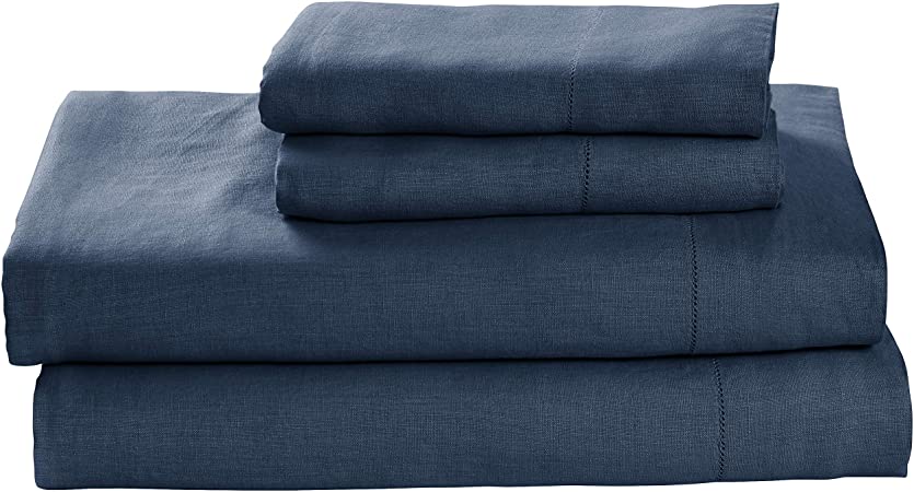 Stone & Beam Belgian Flax Linen Bed Sheet Set, Breathable and Durable, California King, Aruba