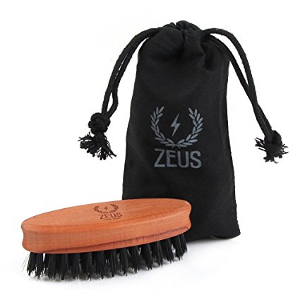 Zeus 100% Boar Bristle Pocket Beard Brush for Men - Firm Bristle Small Beard Brush - Made in Germany