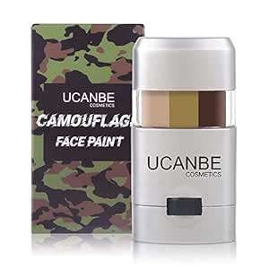 UCANBE Camo Face Paint,3 Color Camouflage Hunting Accessories,Face Paint Sticks,Non-Toxic Militarty Camo Paint,Oil Activated Makeup Stick for Costume Party,Cosplay,Hunting,Army(Brown Olive Beige)