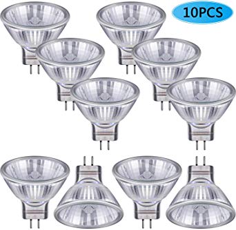 10 Pieces Halogen Light Bulbs MR11 12V 20W FTD Halogen Spotlight Bulbs, GU4 Bi-Pin Base, Glass Cover, Warm White 2700K Dimmable Precision Halogen Reflector Fiber Optic Light Bulb