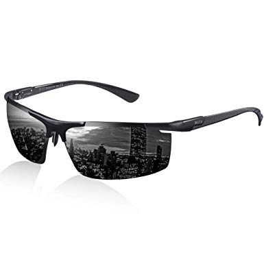 DUCO Men's Sports Carbon Fiber Temple Polarized Sunglasses 100% UV Protection Sunglasses for Men 8207
