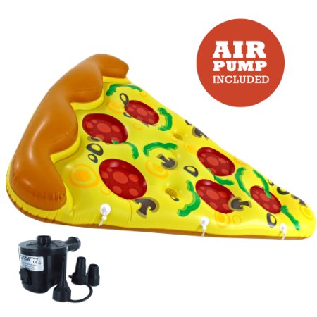 Inflatable Pizza Pool Float - Includes Pump - Giant Slice of Pizza Swimming Pool Raft
