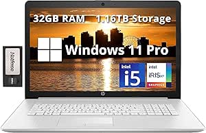 HP 17.3" FHD IPS Business Laptop, Intel i5-1135G7, 32GB RAM, 1.16TB Storage (1TB PCIe SSD 160GB Docking Station Set), Intel Iris Xe Graphics, HD Webcam, Num Pad, Win 11 pro, Silver