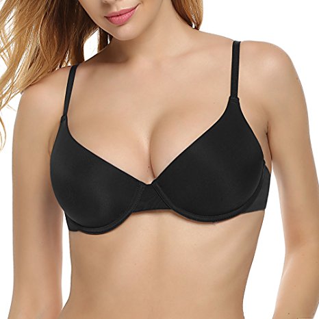 Ekouaer Women's Memory Foam Comfort Underwire Contour T-Shirt Bra 32A-38DD