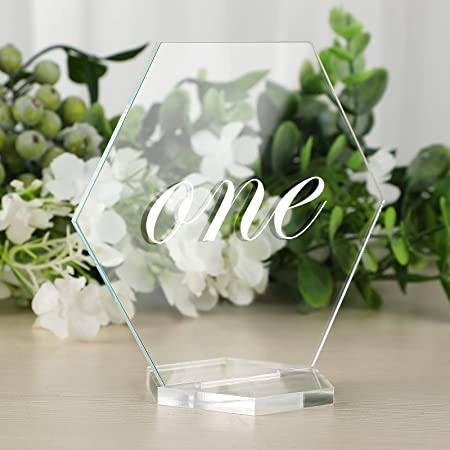 25 Pieces Clear Acrylic Place Cards Hexagon Wedding Seating Cards Sublimation Handwritten Name Cards Plates DIY Table Card for Wedding Banquet Party Decoration