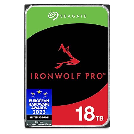 Seagate IronWolf Pro 18TB NAS Internal Hard Drive HDD    CMR 3.5 Inch SATA 6Gb/s 7200 RPM 256MB Cache for RAID Network Attached Storage, Data Recovery Rescue Service (ST18000NE000)