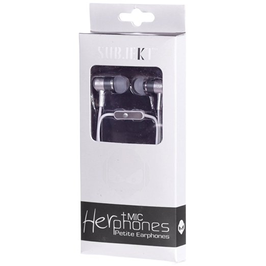 Subjekt HPM-21K HerPhones Petite Earphones with Microphone Designed for Small Ears - Wired Headsets - Retail Packaging - Black