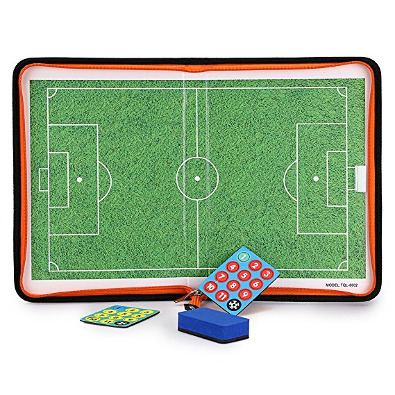 Hipiwe Football Soccer Coach Magnetic Board with Zipper Perfect Leather Soccer Tactics Board for Coaches Players