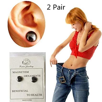 Kuulee 2 Pair Bio Magnetic Healthcare Earring Weight Loss Earrings Slimming Ear Healthy Stimulating Acupoints Stud Earring Magnetic Therapy