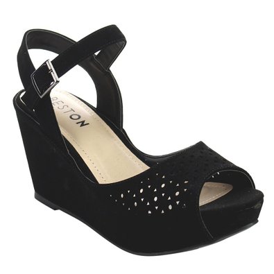 BESTON BB43 Women's Ankle Strap Cut Out Platform Wedge about a half size big