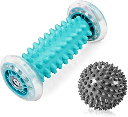 Plantar Fasciitis Foot Massage Roller - RIGHTWELL Muscle Massager & Hard Spiky Ball Set Perfect for Arm Pain-Heel & Foot Arch Pain Relief