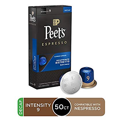 Peet's Coffee Espresso Capsules Decaffeinato Ristretto Intensity 9, 50 Count Single Cup Coffee Pods Compatible with Nespresso Original Brewers