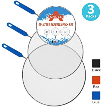 Splatter Screen for Frying Pan,Frying Pan Cover Splatter Screen 3 Set(8",11.5",13")，Stops 99% of Hot Oil Splash，Protect the Skin From Burns（Blue）