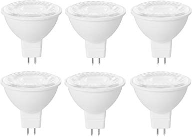 6 Pack Bioluz LED MR16 LED Bulb 50W Halogen Replacement Non-Dimmable 7w 3000K 12v AC/DC UL Listed Pack of 6