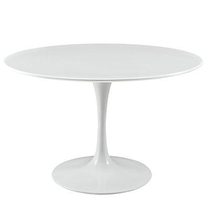 LexMod Lippa 47" Wood Top Dining Table in White