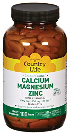 Country Life Target Mins - Calcium Magnesium Zinc, with Vitamin D - 180 Tablets