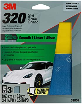 3M Auto Super Flexible Sanding Sheets, 320 Grit, 3 Sheets