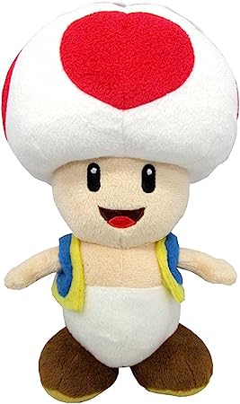 Super Mario Bros GMSM6P-01TOAD Toad Super Mario Brothers Officially Licensed Sanei Plush, White, 20cm