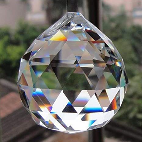 Petrichor Feng shui Clear Crystal Hanging Ball for Good luck & Prosperity - Home Decoration/Gifting (40 MM)