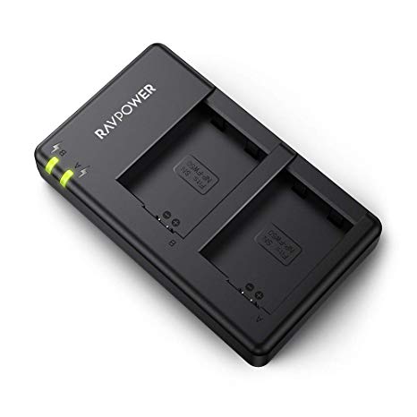 NP-FW50 Ravpower Dual Slot Battery Charger Compatible with Sony NP FW50 Batteries for A6000, A6500, A6300, A6400, A7, A7II, A7RII, A7SII, A7S, A7S2, A7R, A7R2, A55, A5100, RX10 Camera and More