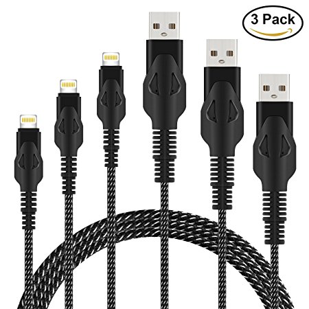 SPEATE,IPhone Charger Cable Extra Long Nylon Braid Lightning Cord Charger Cable Compatible with iPhone 7/ 7 Plus/6/6s/6 plus/6s plus/ 5s/5c,iPad, iPod and More (GrayBlack)