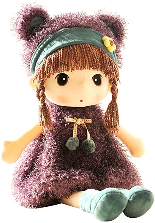 Plush Baby Doll Girl with Clothes, 17.7 Sweetheart Rag Doll Cozy Cuddle Soft Baby Doll for Kids Babies,Plush Stuffed Toy with Hat Skirt Plush Toy Baby Girls Sleeping Partner Doll Xmas Birthday Gift